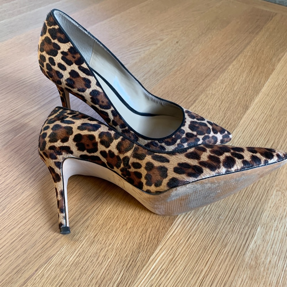 Leopard print calf hair pumps size 8